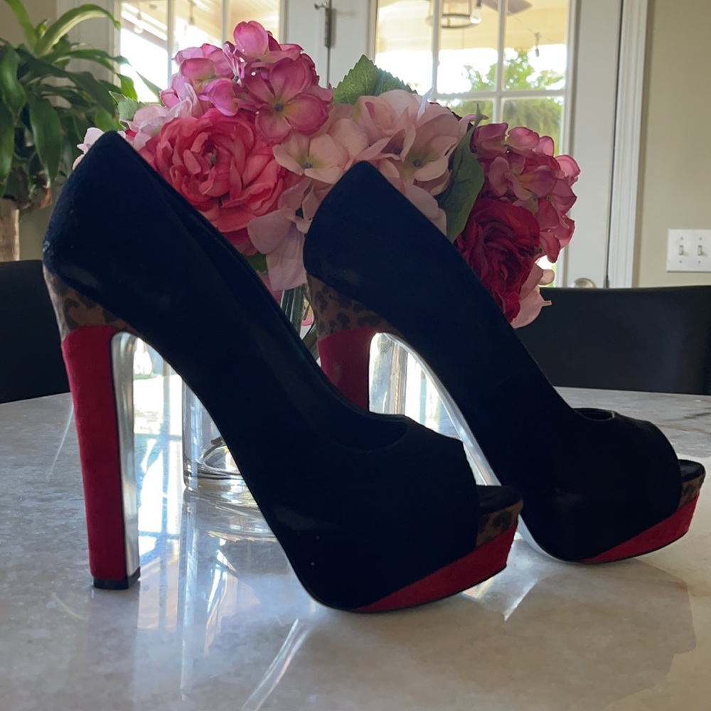Suede Peep Toe Platform 7.5